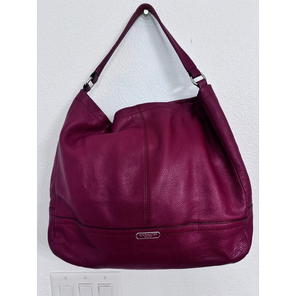 Coach Pebbled Leather Berry Pink Large Hobo Shoulder Bag
